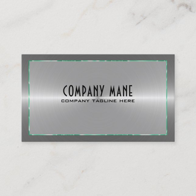 Carte De Visite Argent gris acier inoxydable Vert bleu Accents (Devant)