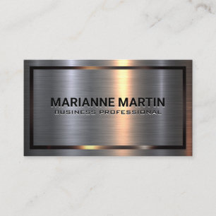 Carte De Visite Argent métallique en aluminium brossé   Bordure mé