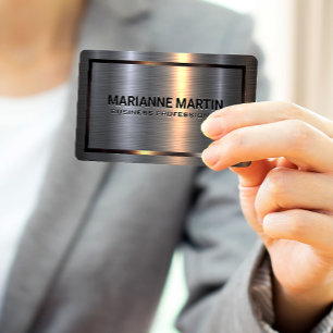 Carte De Visite Argent métallique en aluminium brossé   Bordure mé