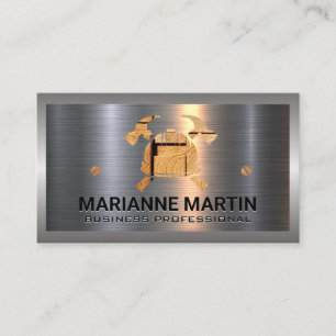 Carte De Visite Argent métallique en aluminium brossé Bull Dozer