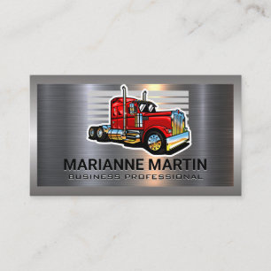 Carte De Visite Argent métallique en aluminium brossé Camion Sem