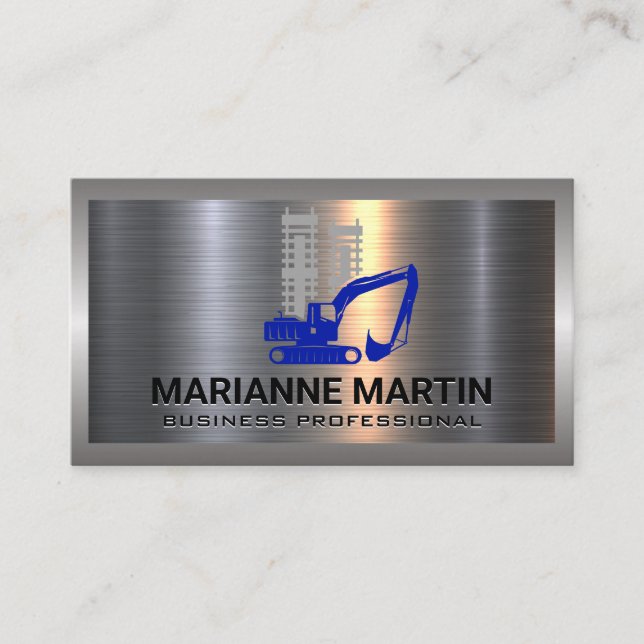 Carte De Visite Argent métallique en aluminium brossé | Logo Bull  (Devant)