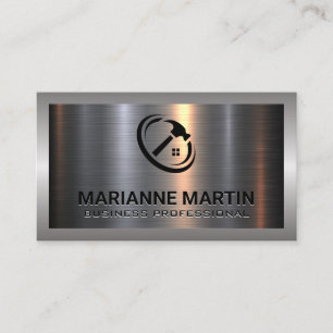 Carte De Visite Argent métallique en aluminium brossé Logo de co