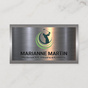 Carte De Visite Argent métallique en aluminium brossé Logo de go