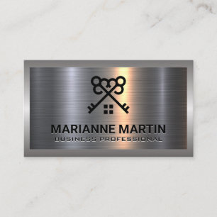Carte De Visite Argent métallique en aluminium brossé   Logo des t