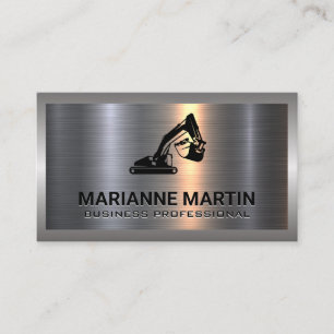 Carte De Visite Argent métallique en aluminium brossé Logo Earth