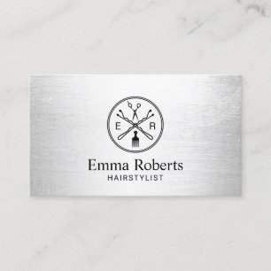 Carte De Visite Argent moderne de logo fait sur commande de salon