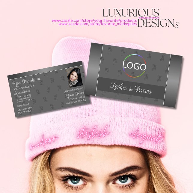 Carte De Visite Argent moderne et gris avec Initiales Professionne (Créateur téléchargé)