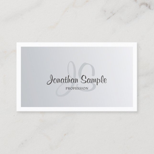 Carte De Visite Argent moderne look chic Monogrammed Plain tendanc (Devant)