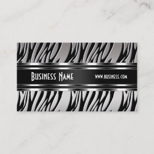 Carte de visite argent noir blanc zèbre