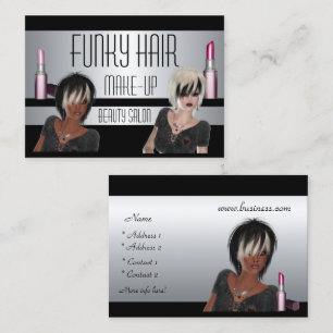 Carte de visite Argent Noir Cheveux Maquillage Bea