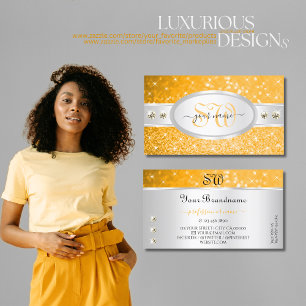 Carte De Visite Argent Orange Parties scintillant étincelante Diam