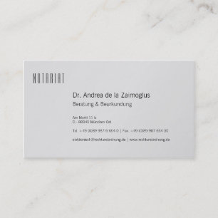 Carte de visite argent pour notaire