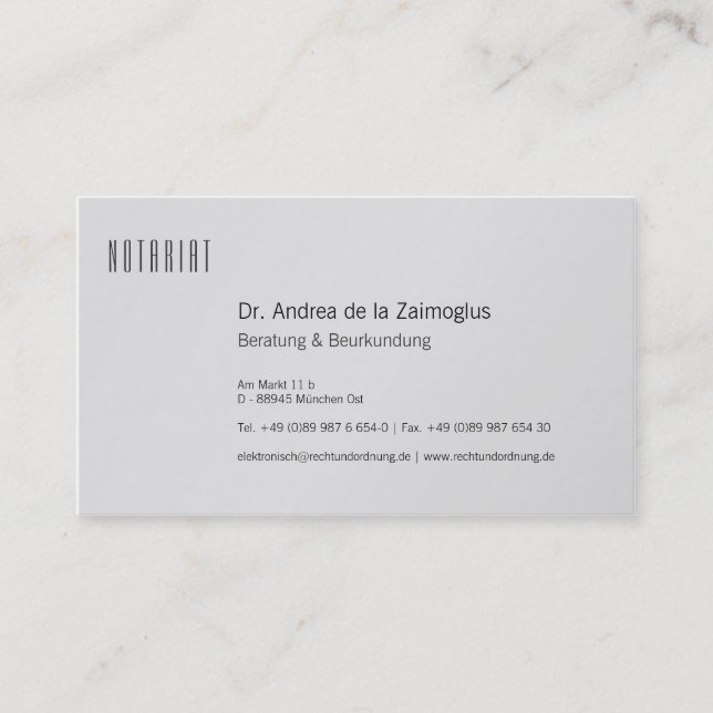 Carte de visite argent pour notaire (Devant)