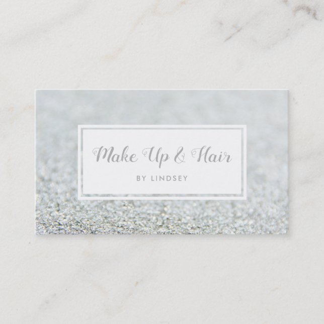 Carte De Visite Argent Sparkle Parties scintillant Hair Make Up Ar (Devant)