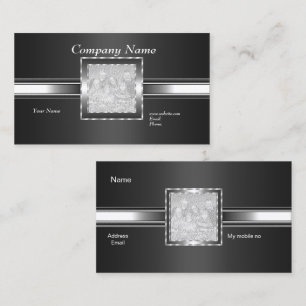 Carte de visite Argent sur Gris Noir Ajouter Logo 
