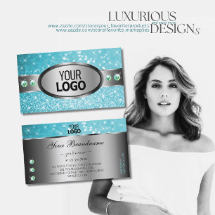 Carte De Visite Argent Turquoise Parties scintillant Rhinestones e