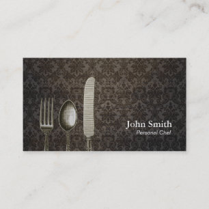 Carte De Visite Argenterie vintage d'antiquité de damassé de chef