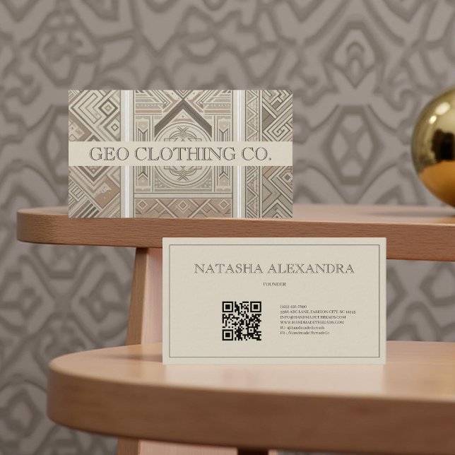 Carte De Visite Argile d'avoine moderne géométrique (Créateur téléchargé)