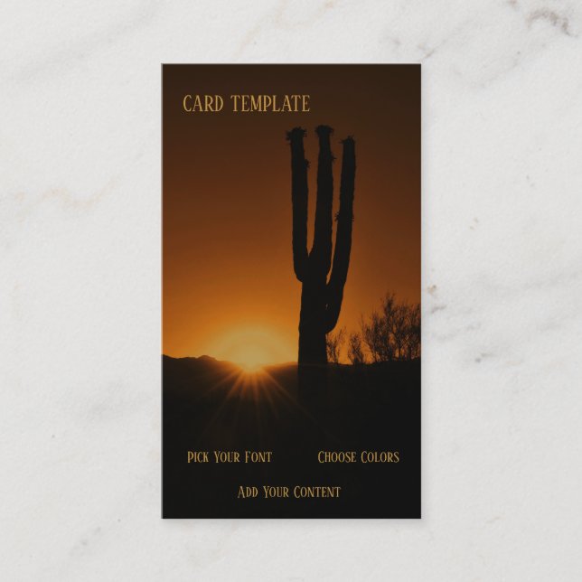 Carte de visite Arizona Désert Sud-Ouest Coucher d (Devant)