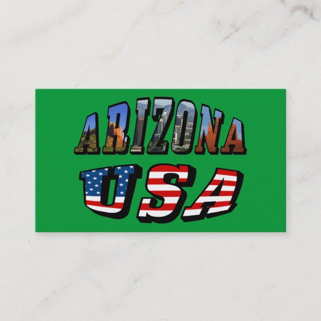 Carte De Visite Arizona Picture et USA Flag Text (Devant)