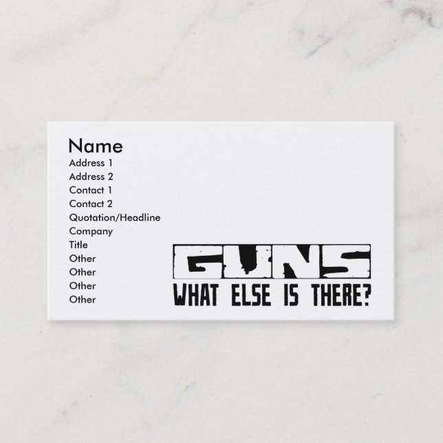 Carte De Visite Armes à feu quoi encore est là ? (Devant)