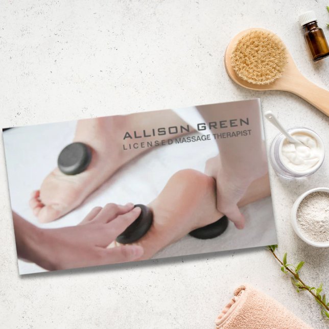 Carte De Visite Aromathérapiste Hot Stone Massage Salon (Aromatherapy Therapist Hot Stone Massage Salon Business Card)