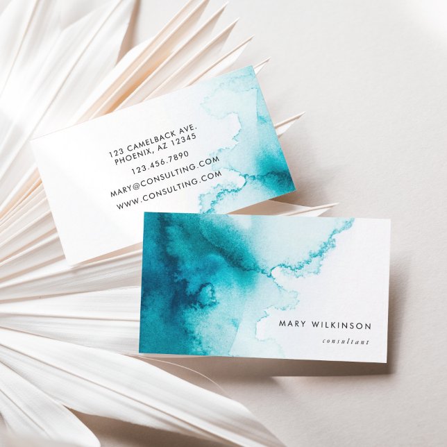 Carte De Visite Arrière - plan Aqua Blue Watercolor (Aqua Blue Watercolor Background Business Card)