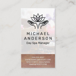 Carte De Visite Arrière - plan bambou   Icône Lotus des mains de g