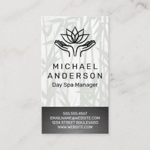 Carte De Visite Arrière - plan bambou   Icône Lotus des mains de g