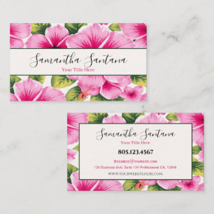 Carte De Visite Arrière - plan blanc à fleurs Hibiscus