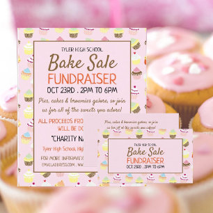 Carte De Visite Arrière - plan Cupcake, Charity Bake Sale Event Ad