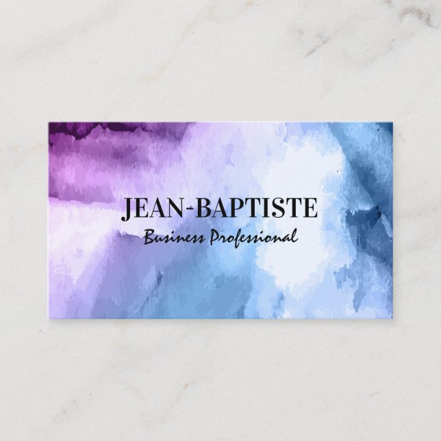 Carte De Visite Arrière - plan d'aquarelle bleu violet (Devant)