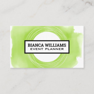 Carte De Visite Arrière - plan d'aquarelle verte Artistique