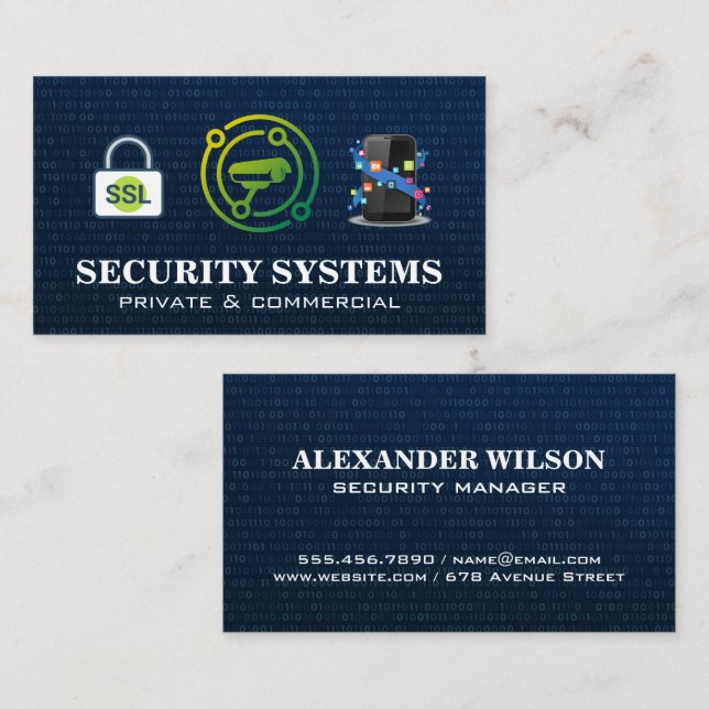 Carte De Visite Arrière - plan de code binaire | Logos techniques (Devant / Derrière)