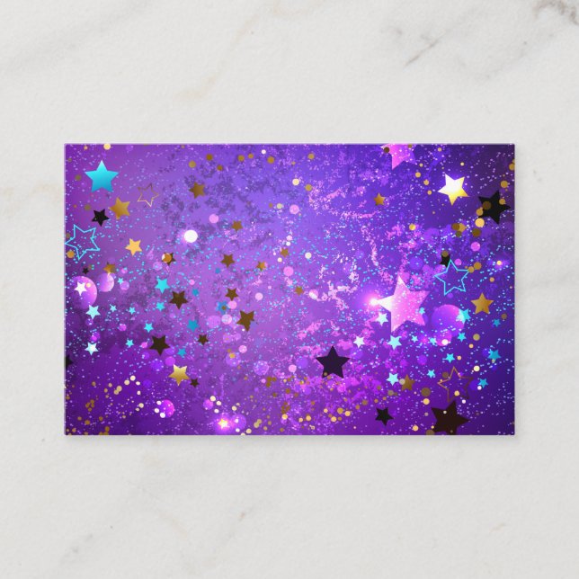 Carte De Visite Arrière - plan de feuille violet avec étoiles (Devant)