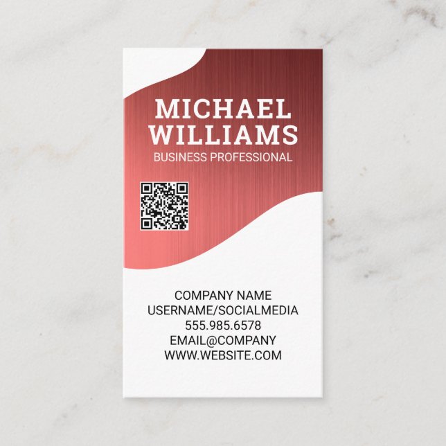 Carte De Visite Arrière - plan de texture métallique | Code QR (Devant)