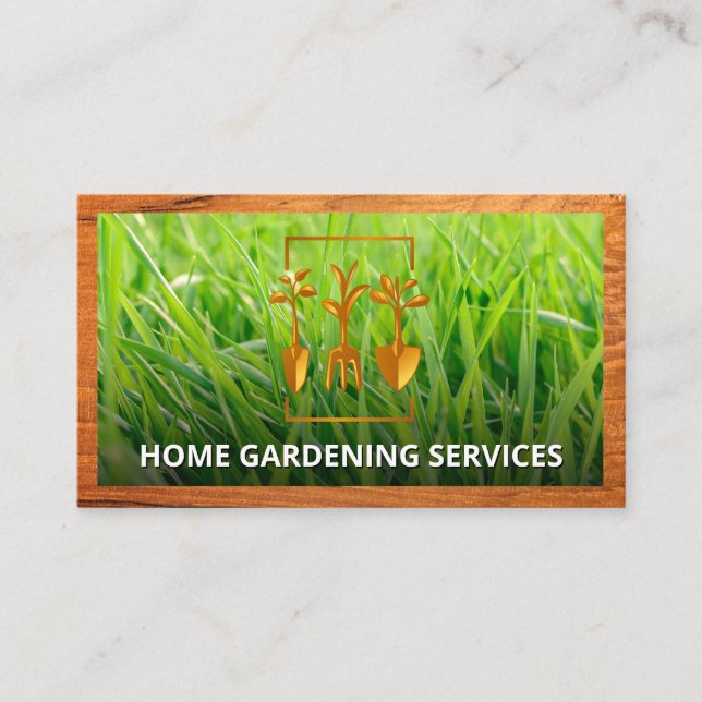 Carte De Visite Arrière - plan d'herbe | Logo de jardinage (Devant)