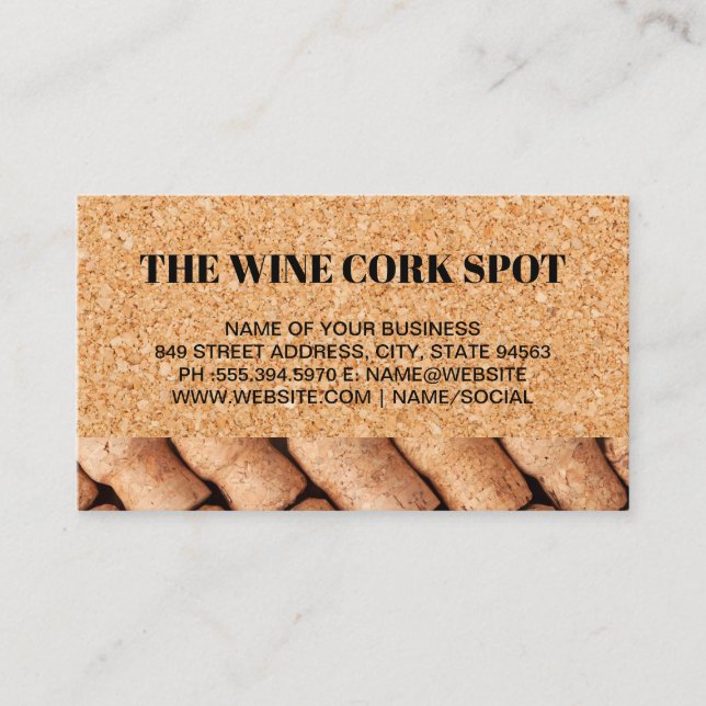 Carte De Visite Arrière - plan du Cork Board | Vins Corks (Devant)