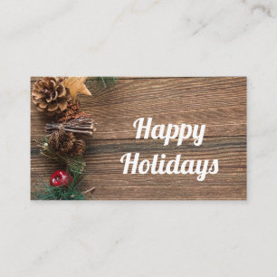 Carte De Visite arrière - plan en bois avec cônes de pin