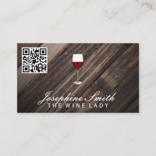Carte De Visite Arrière - plan en bois   Vin   Code QR