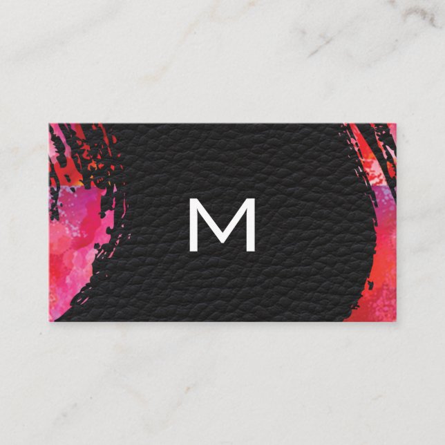 Carte De Visite Arrière - plan en cuir monogramme aquarelle (Devant)