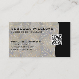 Carte De Visite Arrière - plan Feuille Palm   Code QR