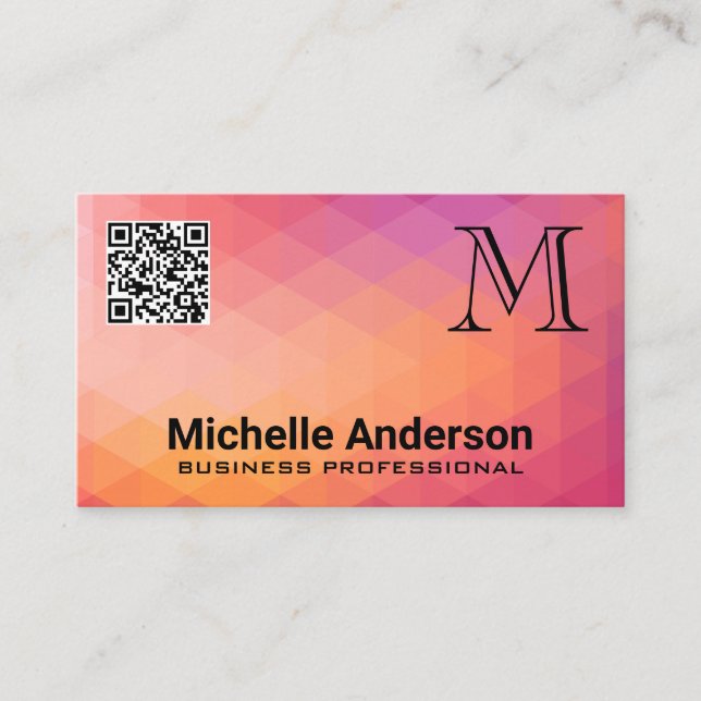 Carte De Visite Arrière - plan géométrique | Code QR du monogramme (Devant)