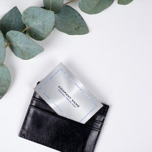 Carte De Visite Arrière - plan gris argent métallique et frontière