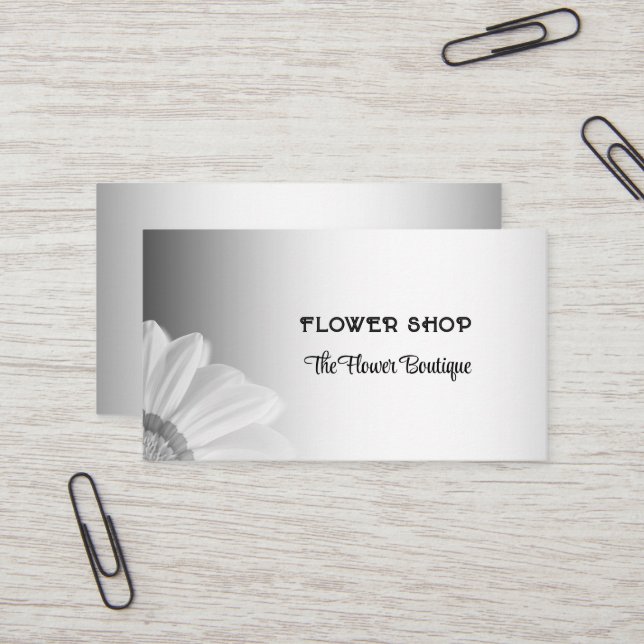 Carte De Visite Arrière - plan gris flou Fleur Gerbera floue (Devant/Arrière en situation)