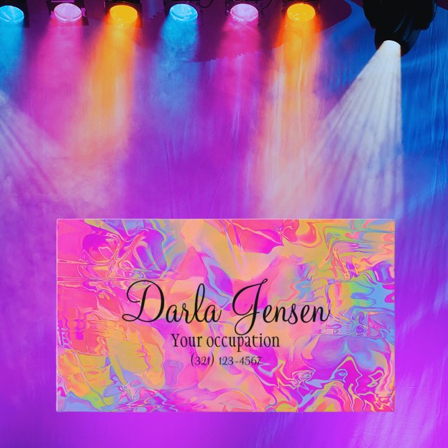 Carte De Visite Arrière - plan Holographique Moderne Élégant Scrip (Créateur téléchargé)