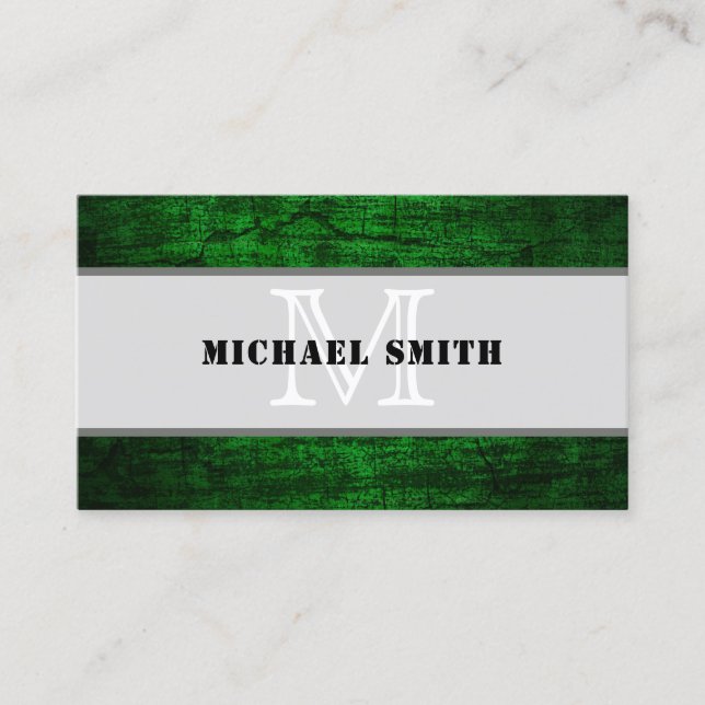 Carte De Visite Arrière - plan Monogram Green Grunge #2 (Devant)
