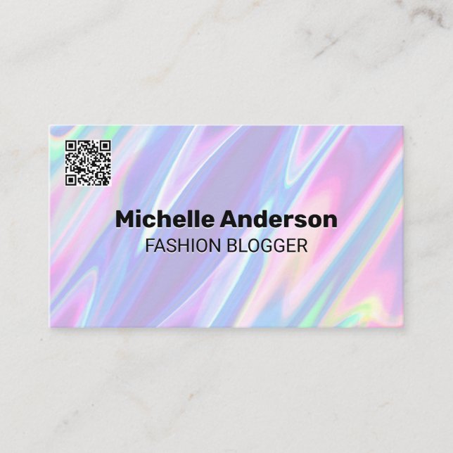 Carte De Visite Arrière - plan Rainbow Liquid | Code QR (Devant)