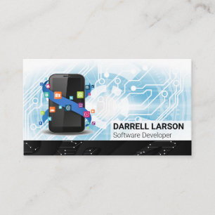Carte De Visite Arrière - plan technologique   Logo Logiciel Appli